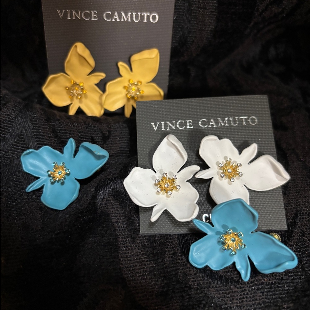 (3) VINCE CAMUTO Earrings Sets - Blue, White, Yellow
